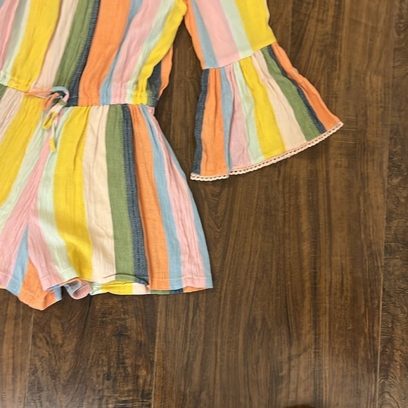 Angie Girl's Colorful Striped Lightweight Romper, Sz. S. - Picture 4 of 7